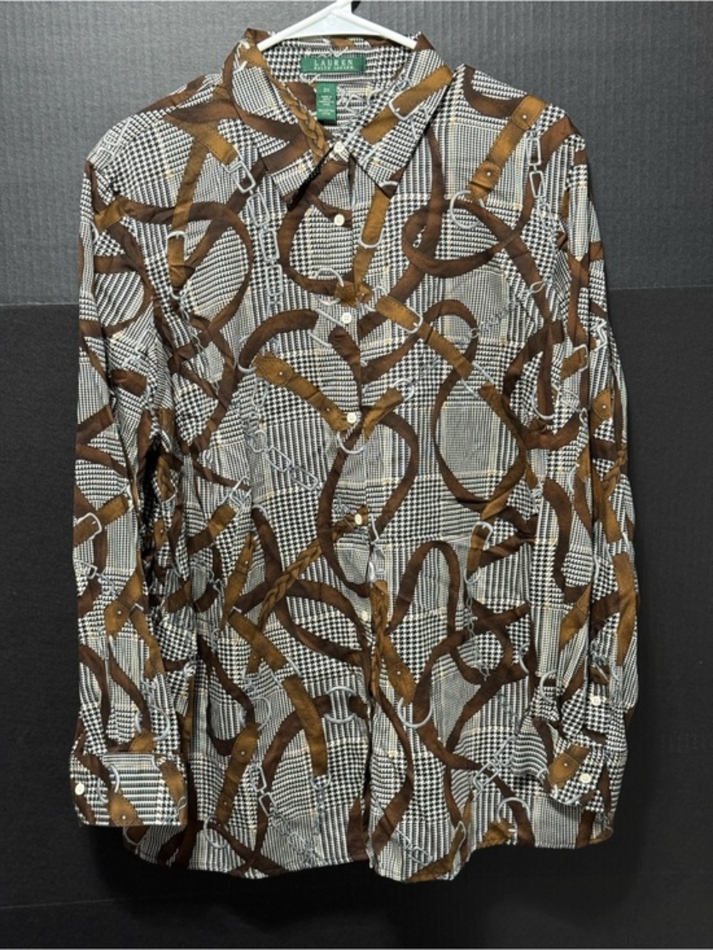 🍄VINTAGE LAUREN Ralph Lauren Equestrian Themed Button-up Blouse